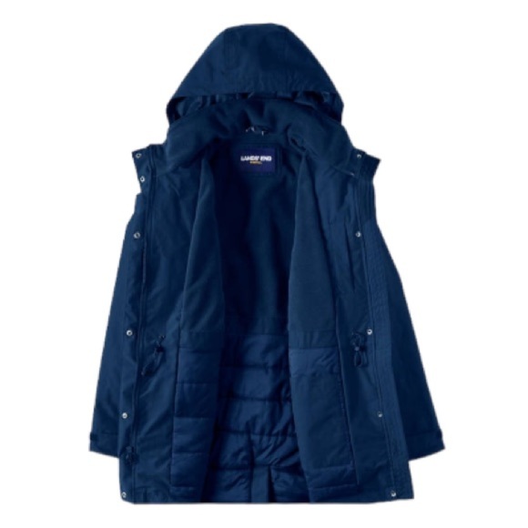 *LANDSEND Womens Squall Insulated Waterproof Warm Winter Fleece Lined Parka Navy - Picture 2 of 3